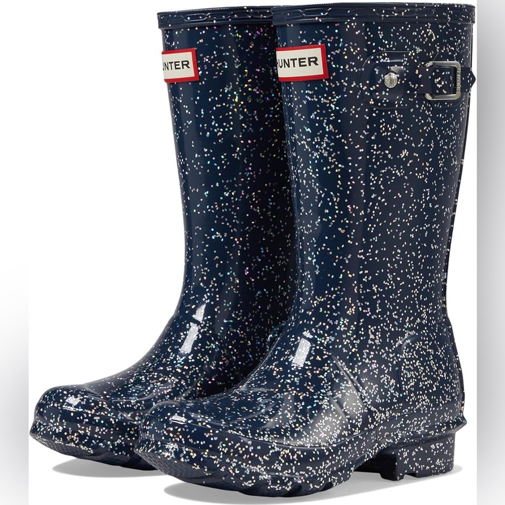 NIB Hunter Original Giant Glitter Glitter Rain Boots Valtameri Blue Size EU 37 - Picture 1 of 14